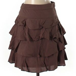 Anthropologie | Odille Brown Ruffled Skirt